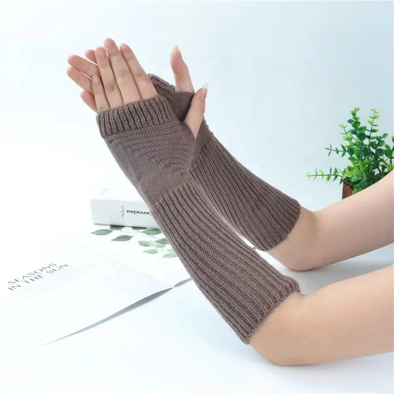 Winter Knitted Women Finger less Arm Warmer Gloves Cashmere Gloves
