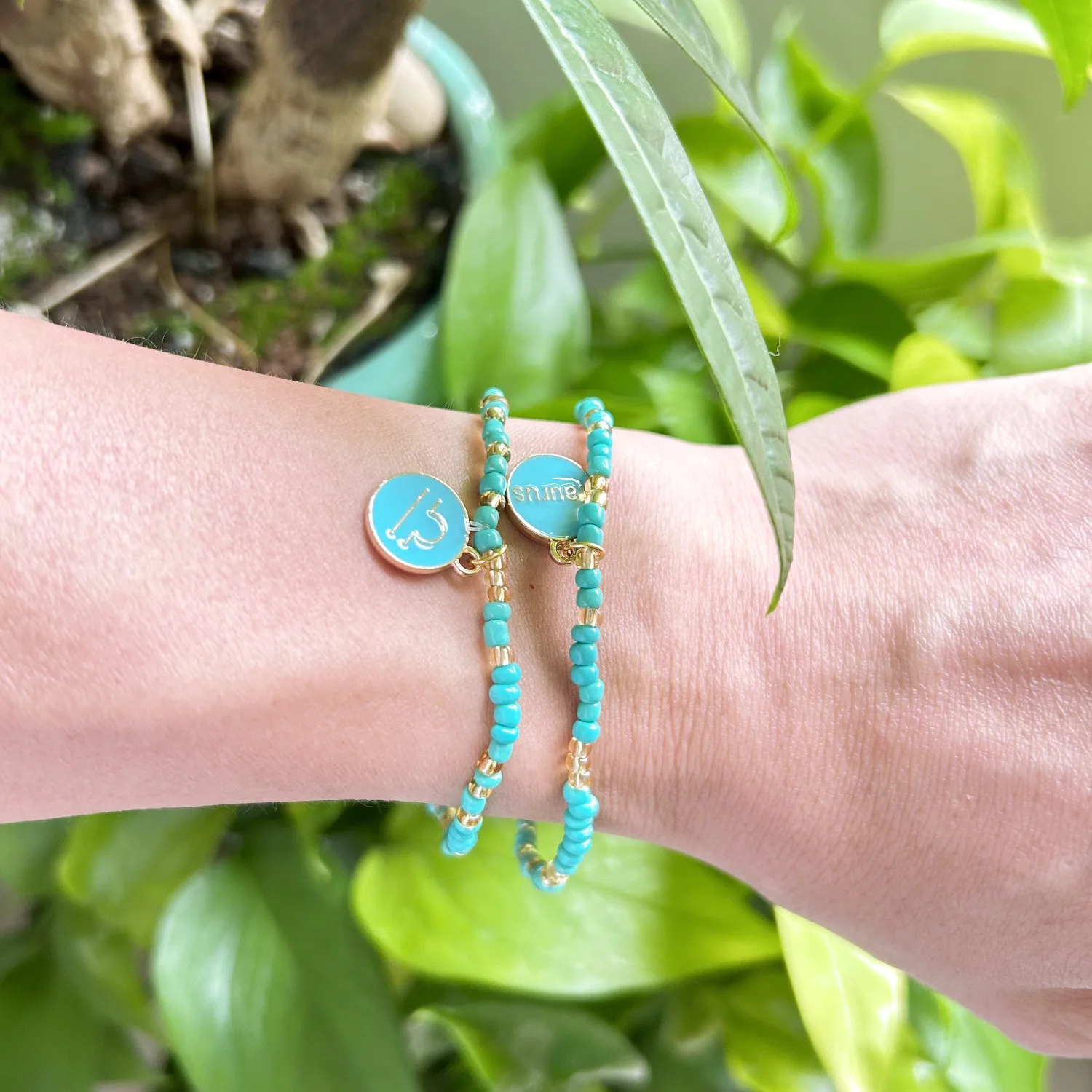 Summer Beach Bohemian Style Turquoise Seed Bead Enamel 12 Zodiac Charm Bracelet for Men Women