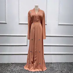 Limanying supply  Dubai abaya dress Fashion Beaded Middle Eastern Cardigan Robe women modest abaya muslim dress for ladies
