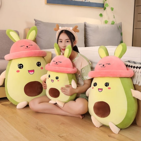 Cartoon wearing hat avocado doll throw pillow cute avocado plush sofa bed cushion gift plush toy