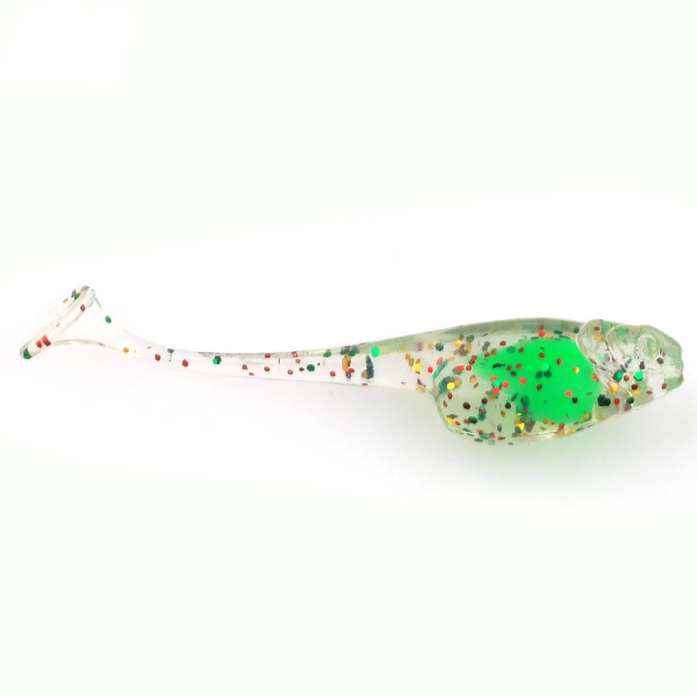 New 5cm 0.8g Tadpole Soft Bait Double Color T Tail Pvc Soft Fishing Lure Worm With Crank Hook Tadpole Lures Baby Shad