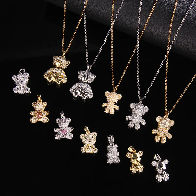 Wholesale Fashion Women Personalized Titanium Steel Chain Jewelry Trendy Cute Bear Pendant Necklace