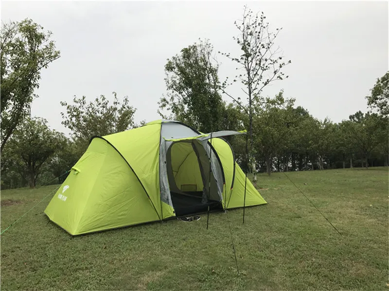Wholesale 3-4 people fiberglass light pole camping tent double layer two rooms one room camping tent