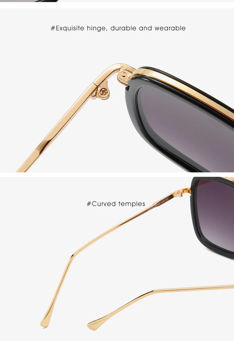 2023 Vintage Steampunk Sunglasses uv400 Blue Mens Metal Frame Square Steampunk Fashion Punk Sunglass