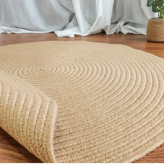 Customized hand made woven rugs and carpets modern full long gold Natural Jute woven stair Sisal Carpets with dot back