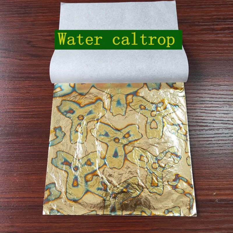 14 *14cm Copper Gold Leaf Foil With Various Patterns Striped Gold Foil Leaf Sheet For Gilding Decoration