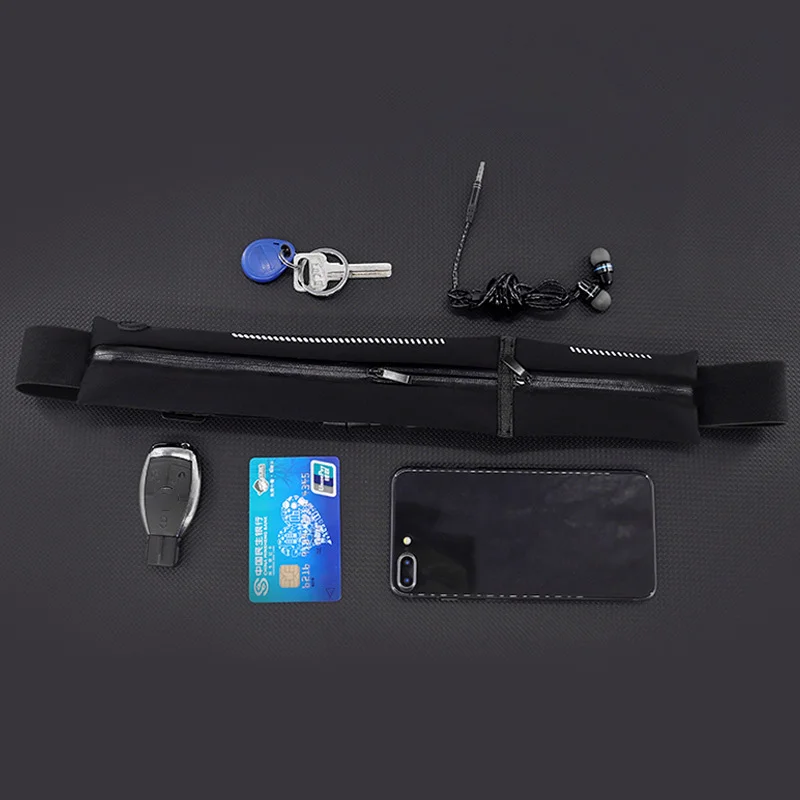 Sports Jump Rope Waist Pack Ultra Thin Invisible Anti Theft Double Compartment Belt Hiking Fitness Waterproof Yoga Waist Bag