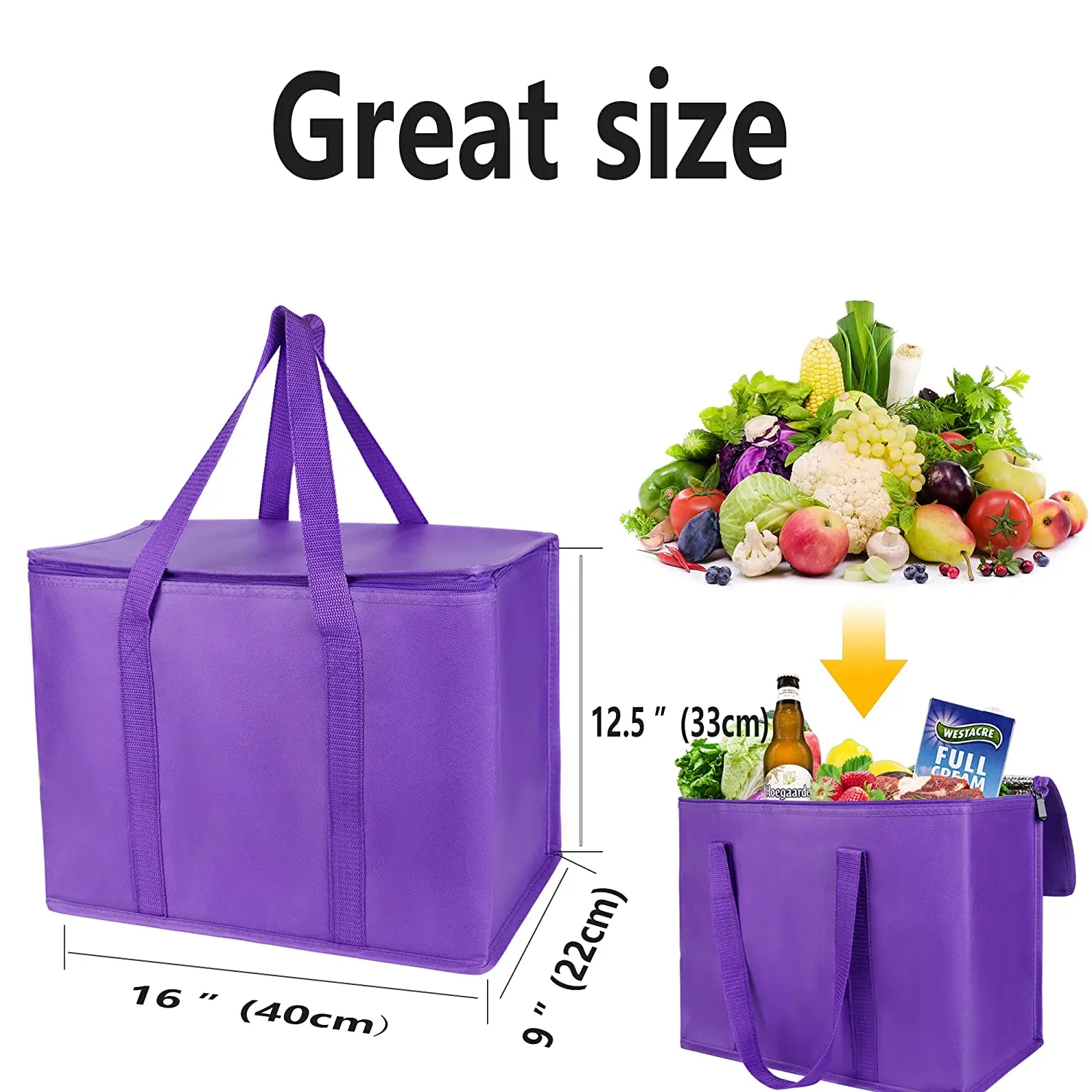 Wholesale Customized Cooler Bags Purple Large Capacity Camping Travel Top Flap Zipper Cooler Bags