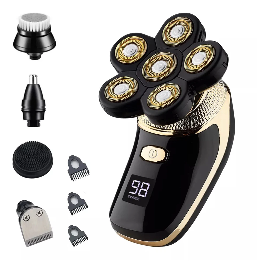 5 in1 Hot Selling Hair Remover USB Waterproof Rotary Razor Beard Nose Hair Trimmer Electric Shaver For Men