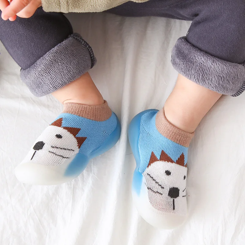 Hot Sale Cartoon Baby Toddler First Walking Sock Shoes Soft Sole Slip-on Sneakers Non-Skid Floor Slippers for Kid Girl Boy