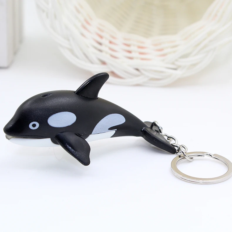 Cute Cartoon Dolphin Keychain with LED Light and Sound Key Fob Kids Toy Gift Keyring Party Prefer Fun Toys for Kids Adult