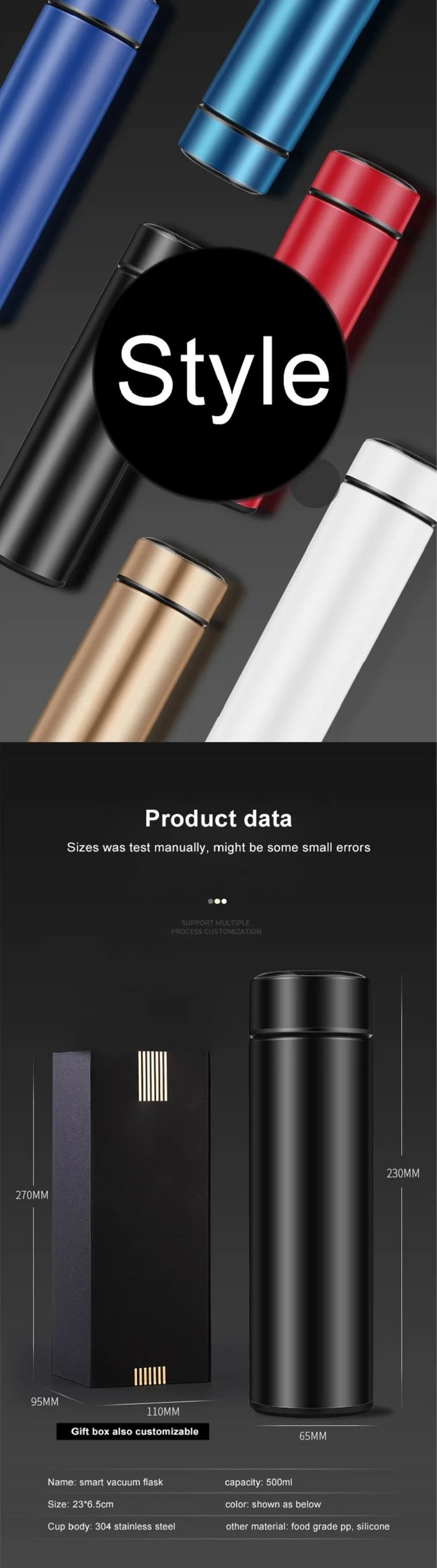 Factory direct sell vacuum bottle testing sus304 straight 500ml 17oz OEM customization wholesale gift 13014