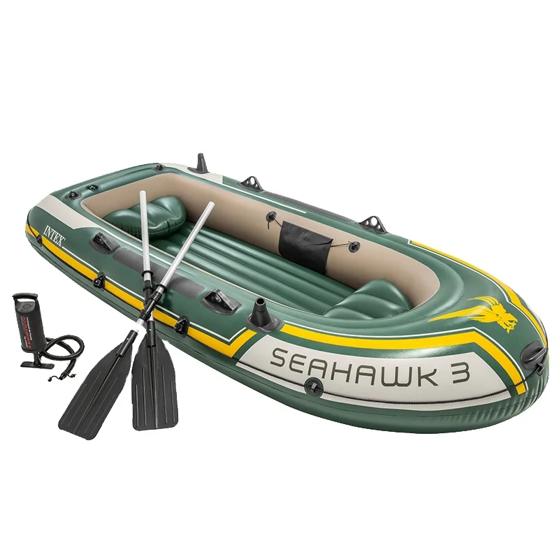 Intex 68380 SEAHAWK 3 BOAT SET Plastic Fishing Inflatable Boat Outdoor Water Sport Kayak Rivers Lakes Portable Series Air boat
