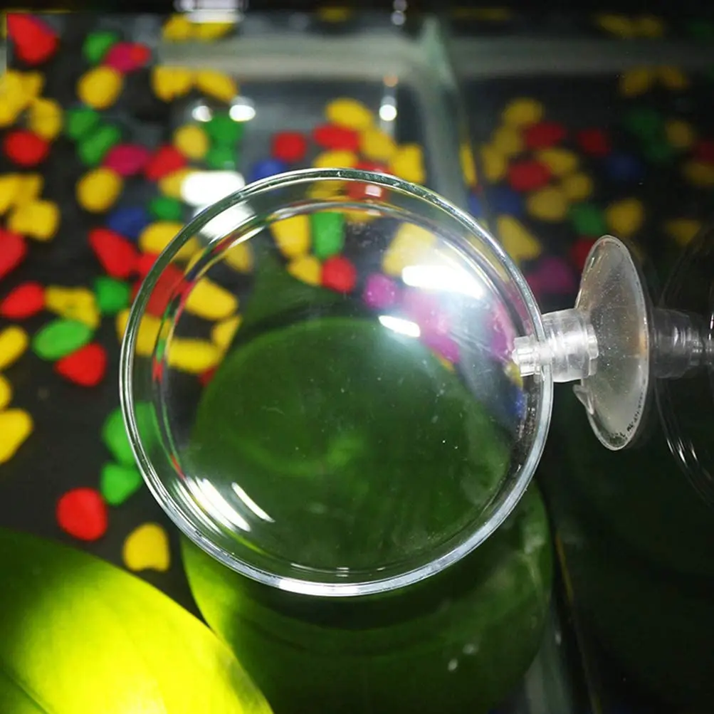 65mm Aquarium Shrimp Food Feeder Dish, Glass Round Fish Tank Feeding Bowls Clear Dishes with Suction