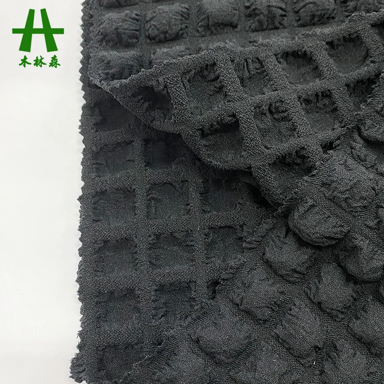 Mulinsen Textile Hot Sale Waffle Plain Dyed Woven Polyester Spandex Fabric