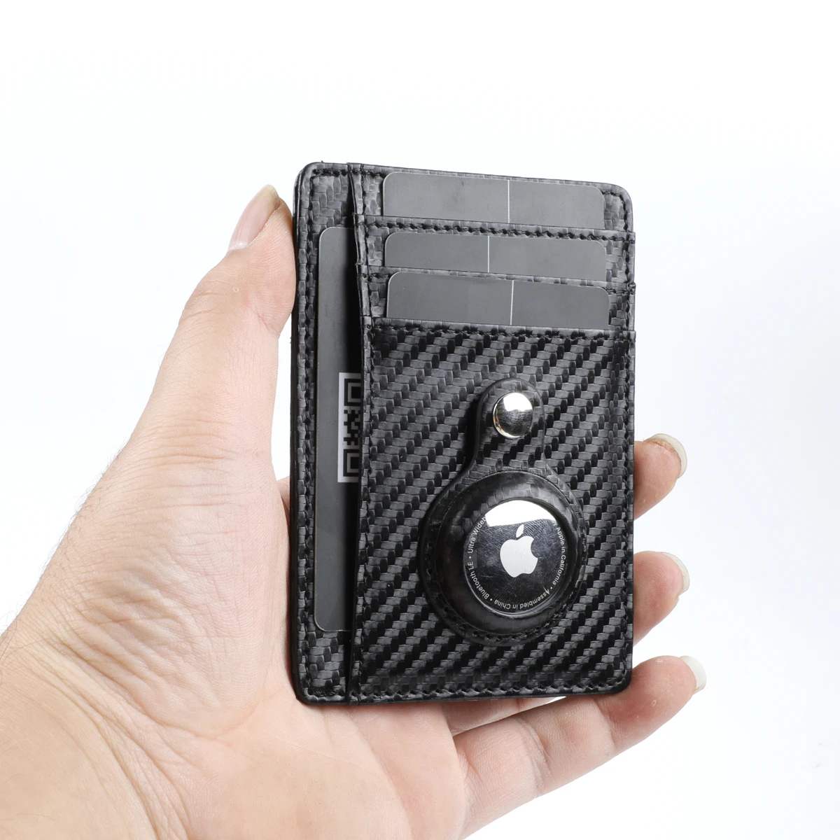 2021 New Arrival Slim Minimalist Front Pocket Wallet with Built-in Case Holder for AirTag