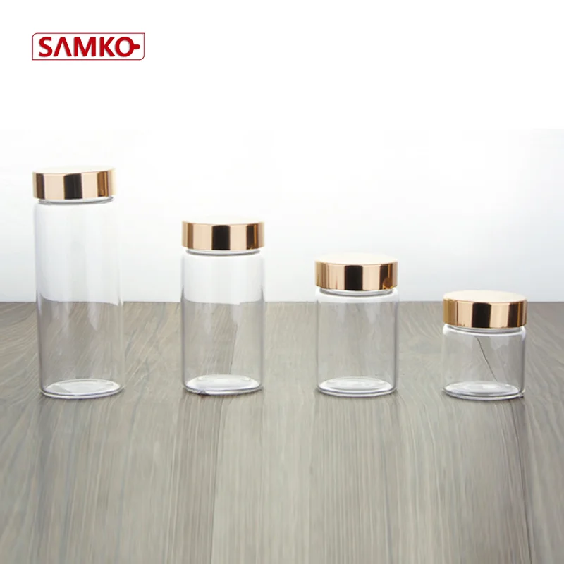 
60/90/120/160ml hot sale set of 4 mini glass canister small jar 