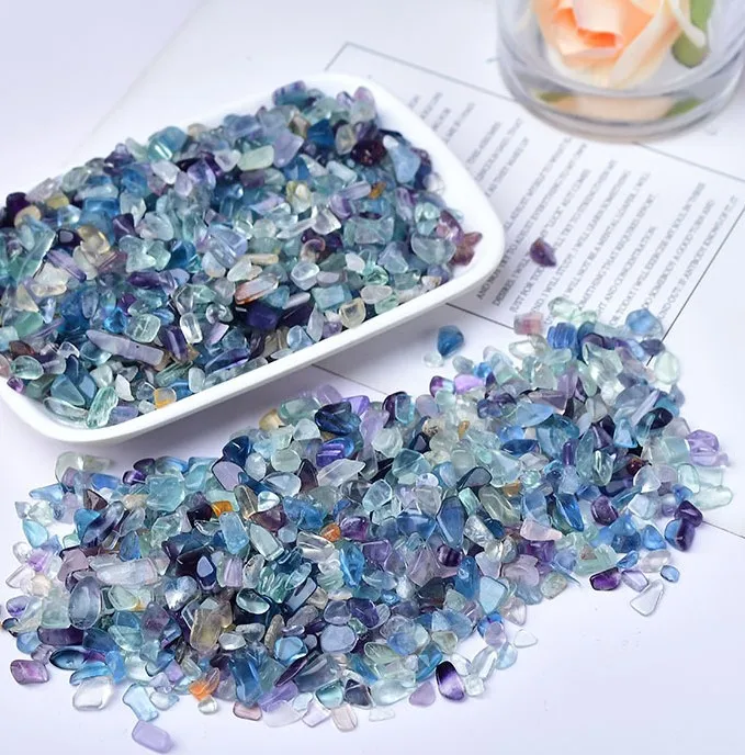 Factory Wholesale Natural Colorful Fluorite Chips Purple Crystal  Quartz Chips Chakra Pocket Stone CHENYISHI 5-7mm 7-9mm