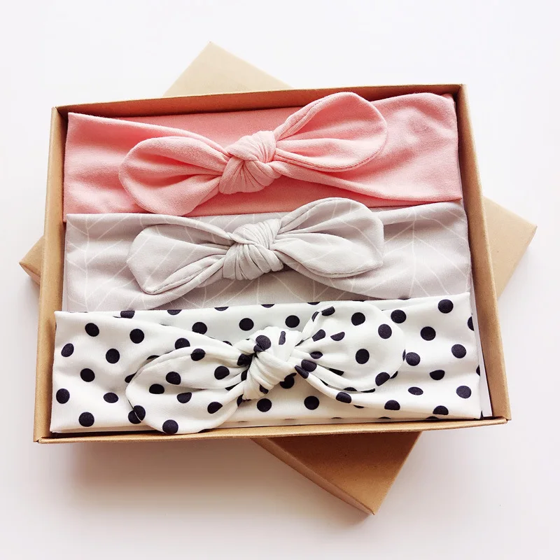 Baby Girl Big Bow Hair Accessories Elastic Ribbed Cotton Hair Bands Hairband for Kids Top Kont Bow Baby Headbands