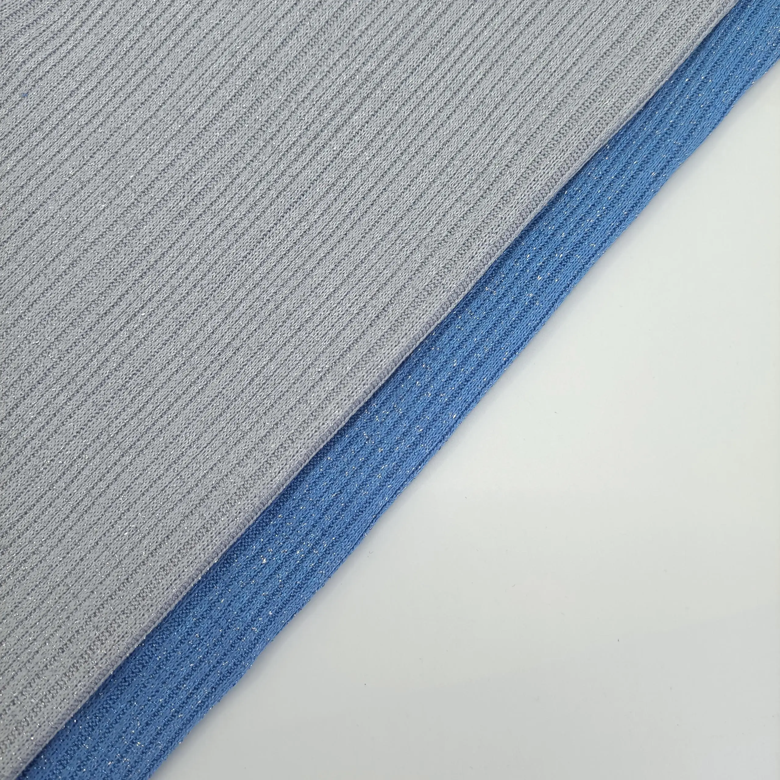 Custom Pattern 240Gsm 76 Polyester 11 Rayon 10 Metallic 3 Spandex Irregular Rib Knit Fabric Hacci Rib Fabric