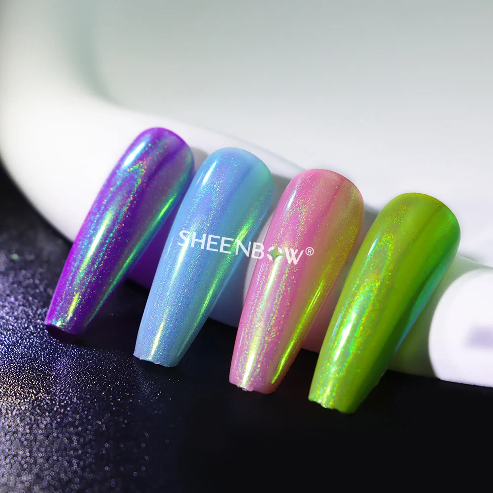 Sheenbow newest neon holographic glitter nail pigment powder
