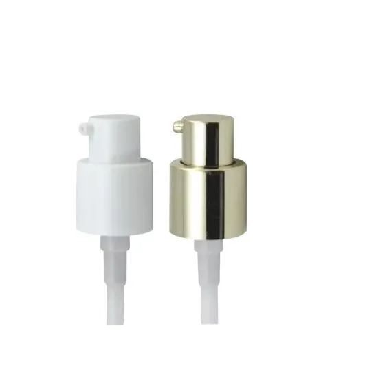 hot sale Factory supply 24/410 Matt silver plastic liquid foundation aluminium cosmetic cream lotion pump head with safty clip