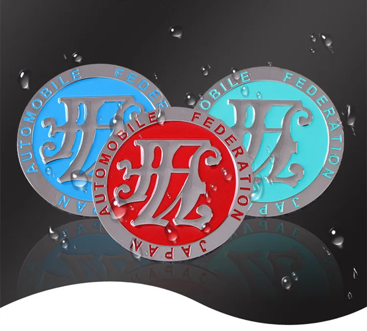 JAF JDM 3D Aluminum Alloy metal Car Stickers Japan Automobile Federation For Nissan Honda Yamaha Wheels Center Hub Cap Decals