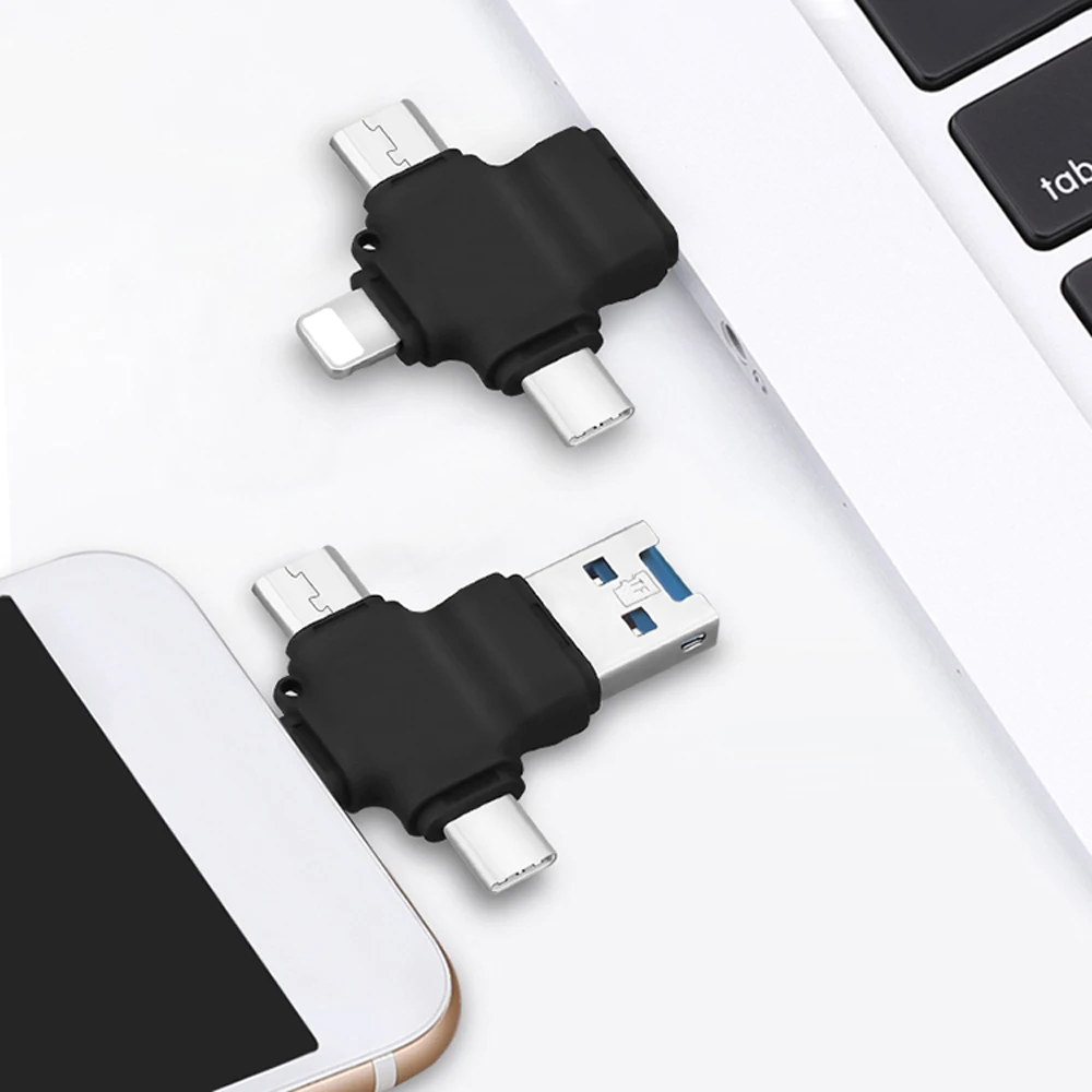 2021 Hot Selling 4 in 1 USB Flash Drive OTG External Storage Memory Stick USB for Micro USB Type C TF/SD for Android Iphone