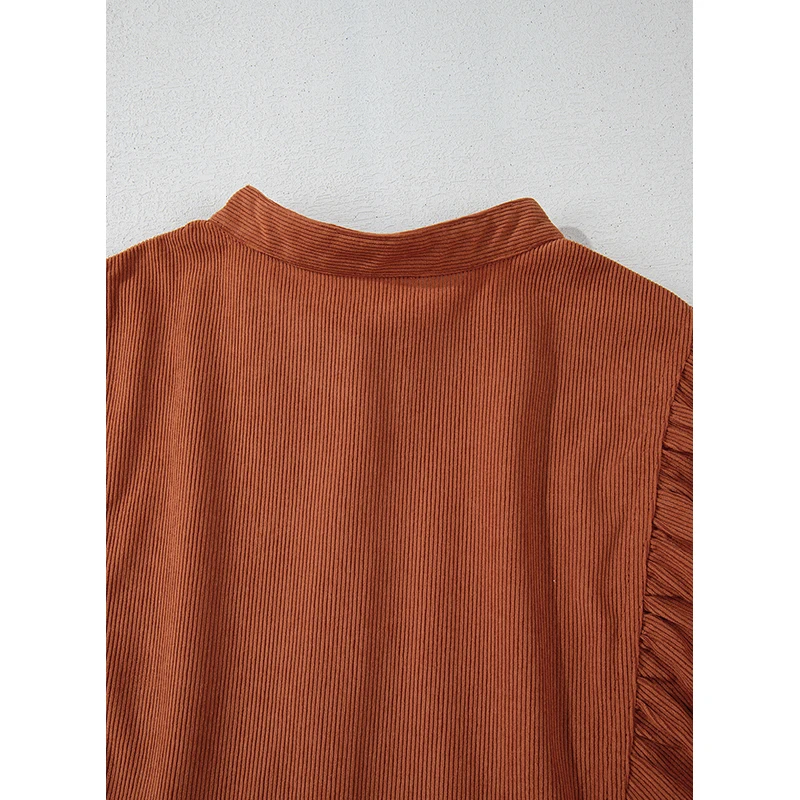 Dear-Lover Wholesale Fast Shipping Corduroy Snap Buttons Empire Waist Bracelet Sleeve Dresses Women Lady Elegant