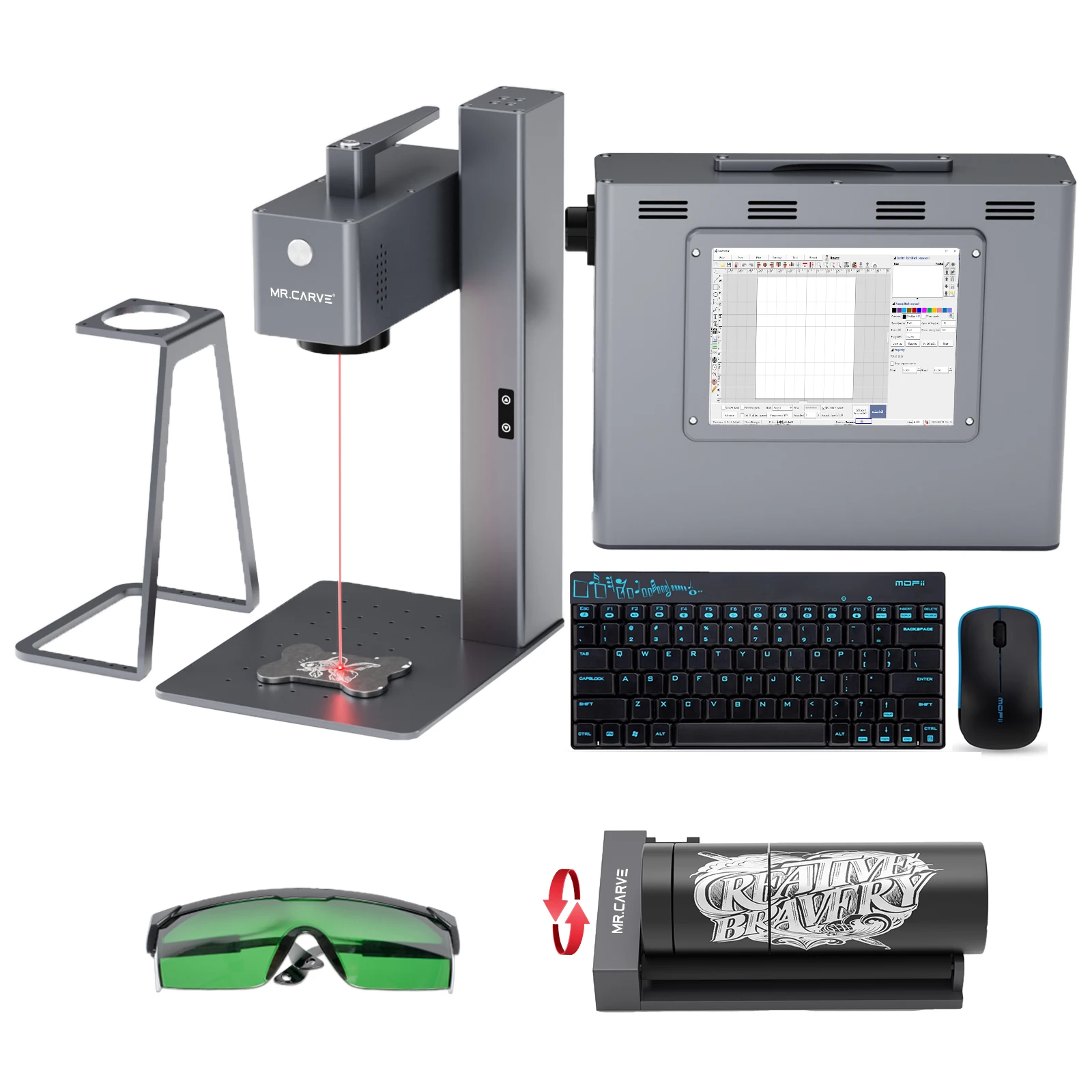 Mobile App Operation Mr Carve C2S 20W Fiber Laser Engraving Machine Autofocus Laser Graver Laser Marking Machines For All Metals