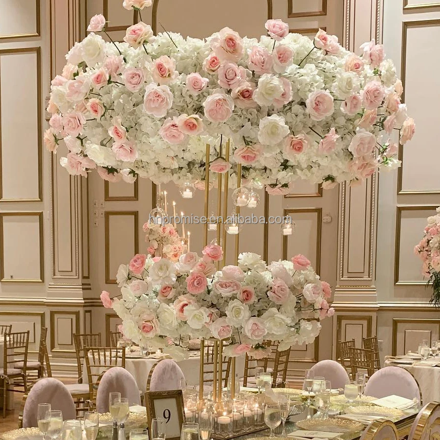 Promise Wedding Decorative Backdrop Ball Table Centerpiece Silk Artificial Rose Flower Balls