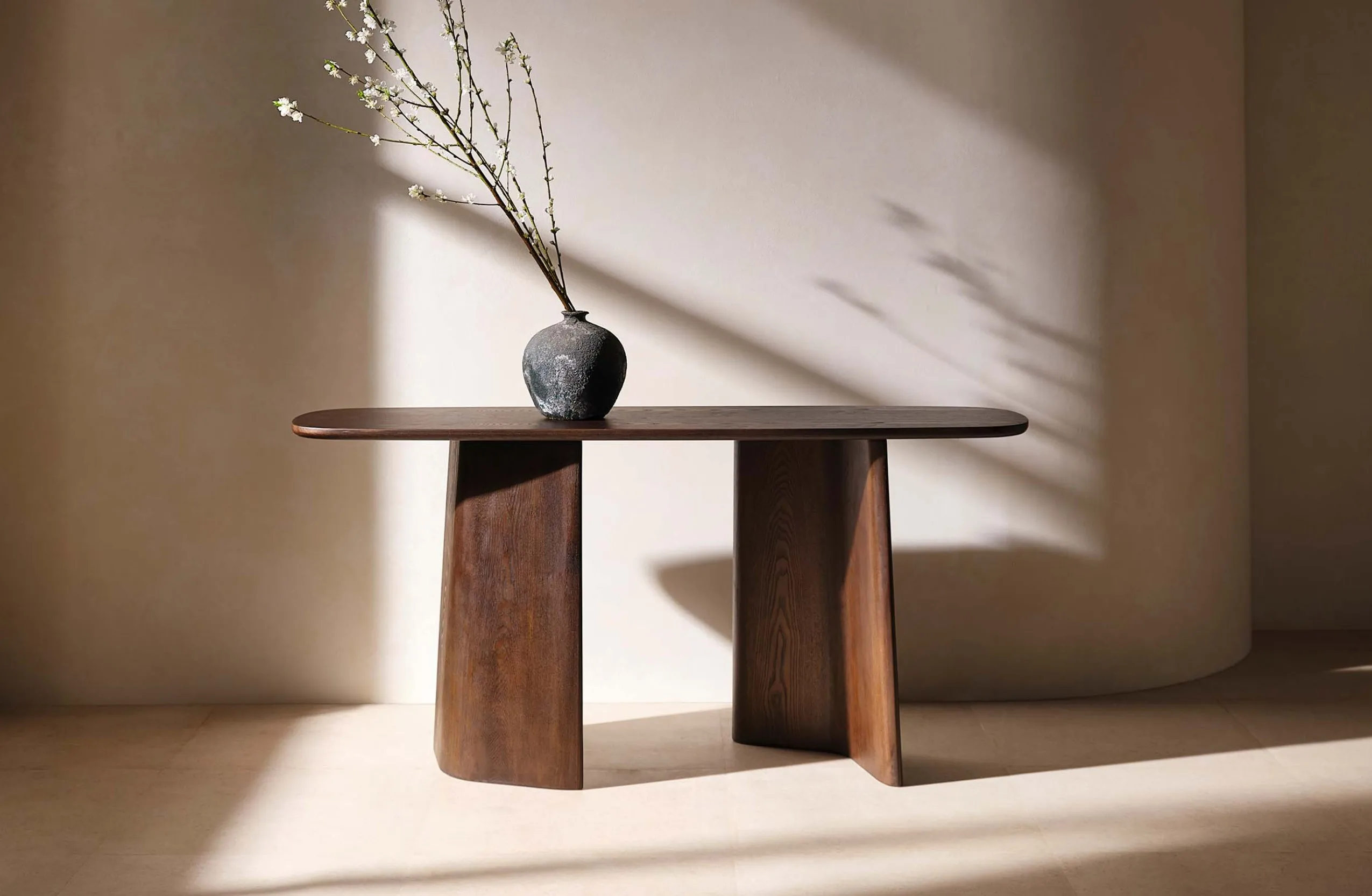 Console Table with asymmetrical and dynamic base 100% Premium Solid Teak Wood CONSOLE TABLE for Living Room Home Furniture