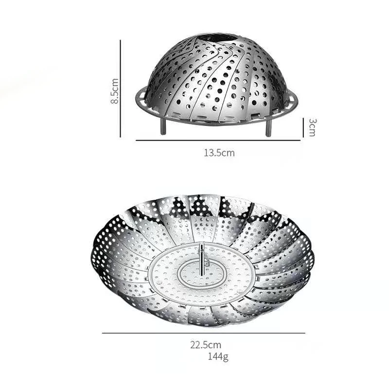 
Stainless Steel Vegetable Steamer Basket Folding for Veggie Fish Seafood Cooking 