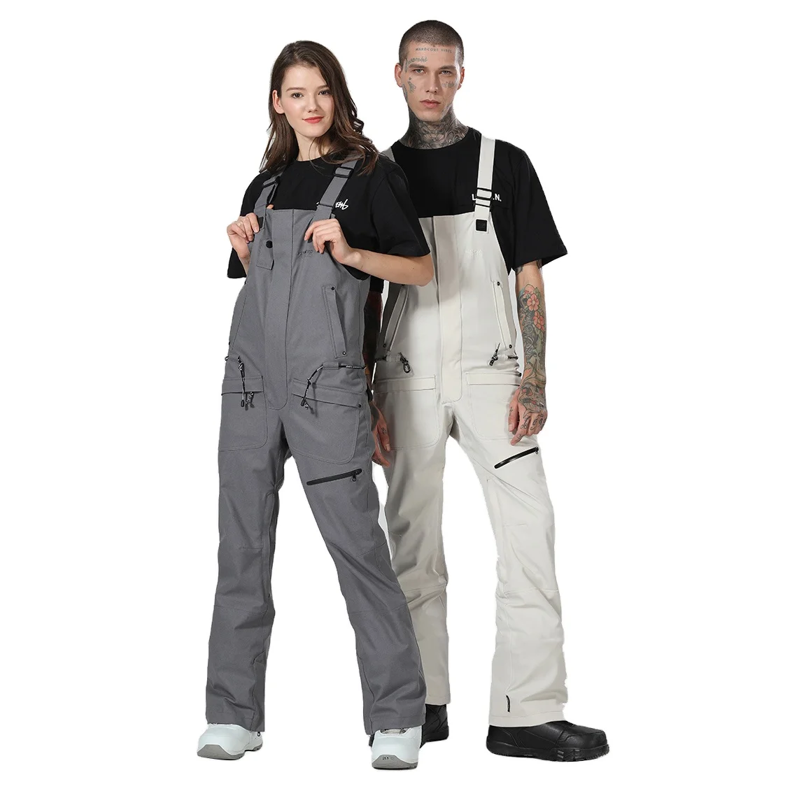 Custom Professional Unisex Windproof Waterproof  Ski Suspender Trousers Snow Bib Pants