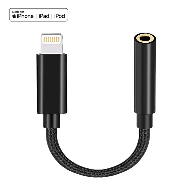 Most Popular original chip light ning adapter 3.5 Mm Headphone Jack Adapter For  iOS  Iphone  iPad apple
