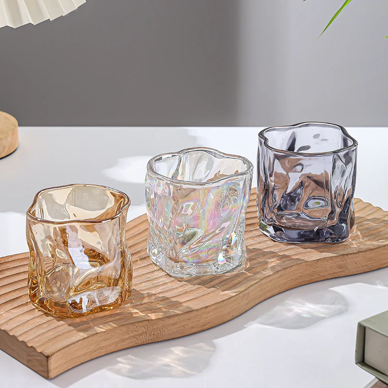 Cheap Wholesale Price Transparent Wavy Candle Holder Wedding Empty Glass Jar