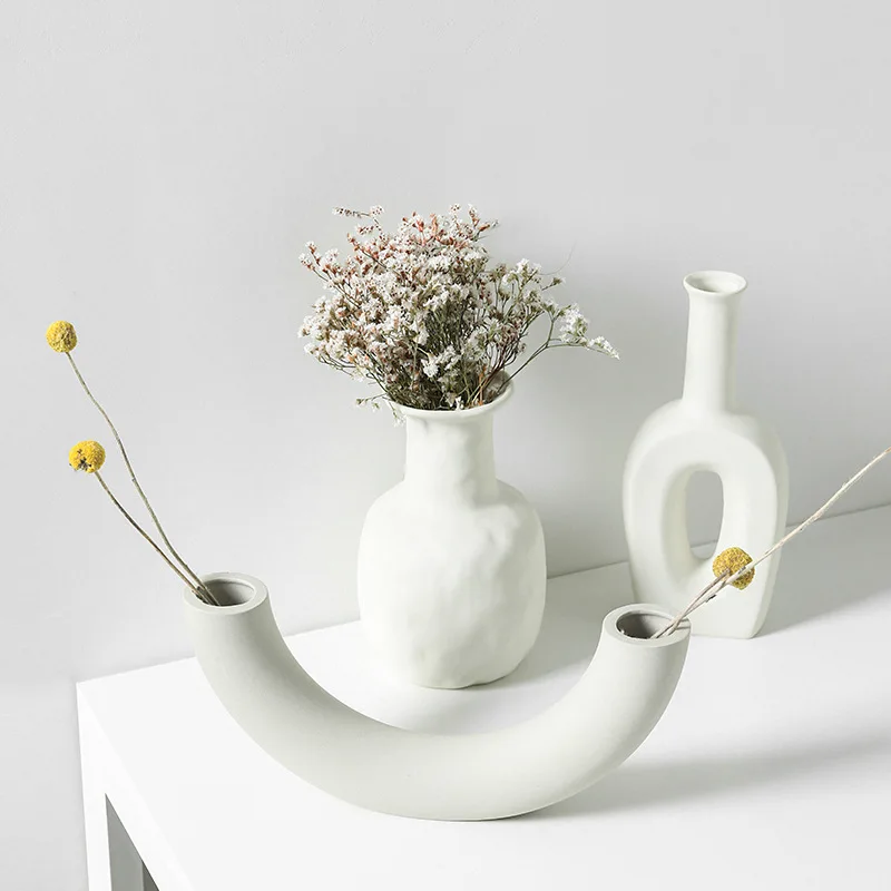 
Nordic ins wholesale ceramic white plain burn creative gift small vase 