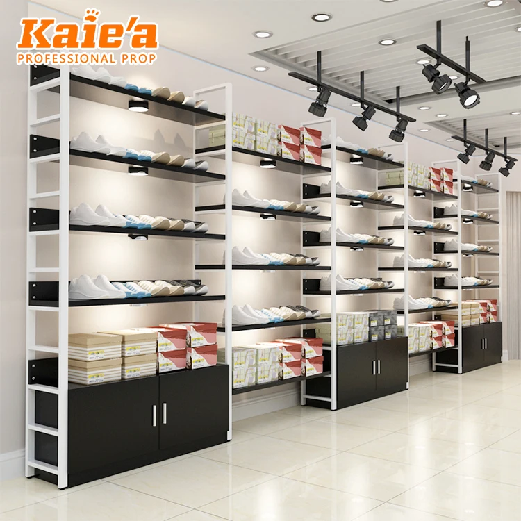 Modern vertical design wall floor stands levitating shoes display for retail shop Display Shelving For Shoes
