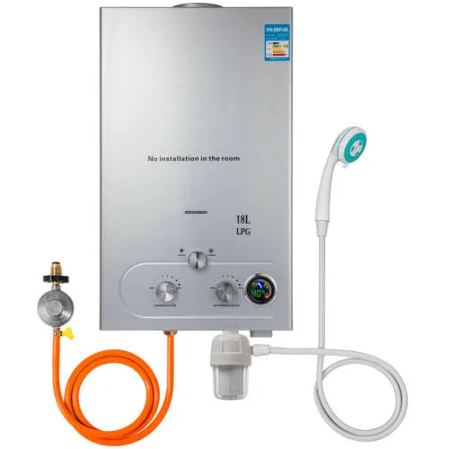 High Quality 18L 36KW Tankless instant water heater gas water heaters with Shower Head Kit