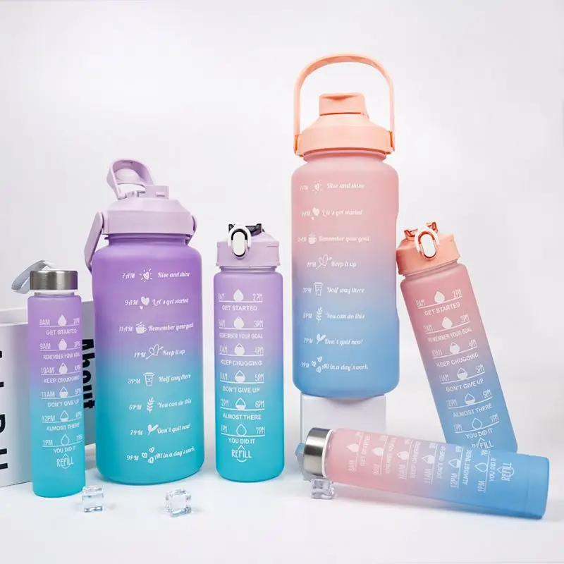 3 In 1 Water Bottle 2l Outdoor Sleeve 3 Set Large Capacity Sports Water Bottle Plastic Bottles Tumbler With Straw 2l 900ml 500ml