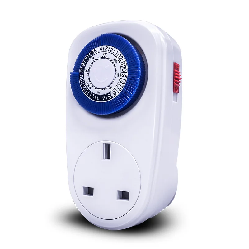 UK Programmable Mechanical Mini Timer Switch Smart Countdown Switch Socket 24 Hours Blue Water heater timer