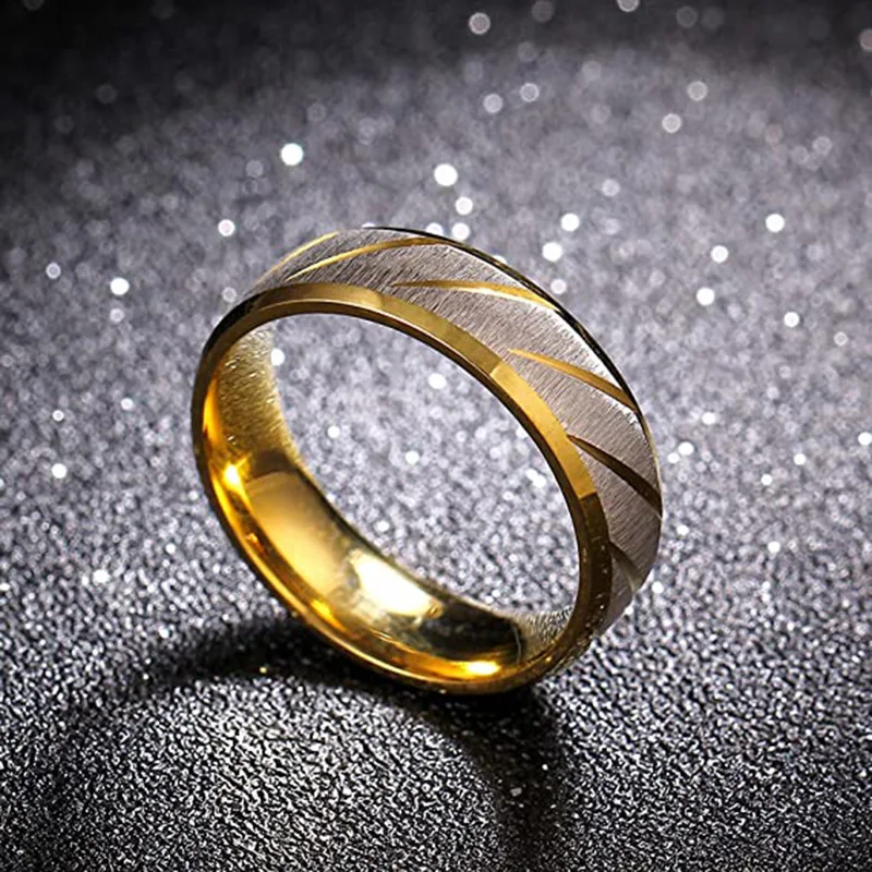 European Hot Sale Simple Double Bevel Embossed Twill Rings Fashion Popular Stainless Steel Rings for  Men