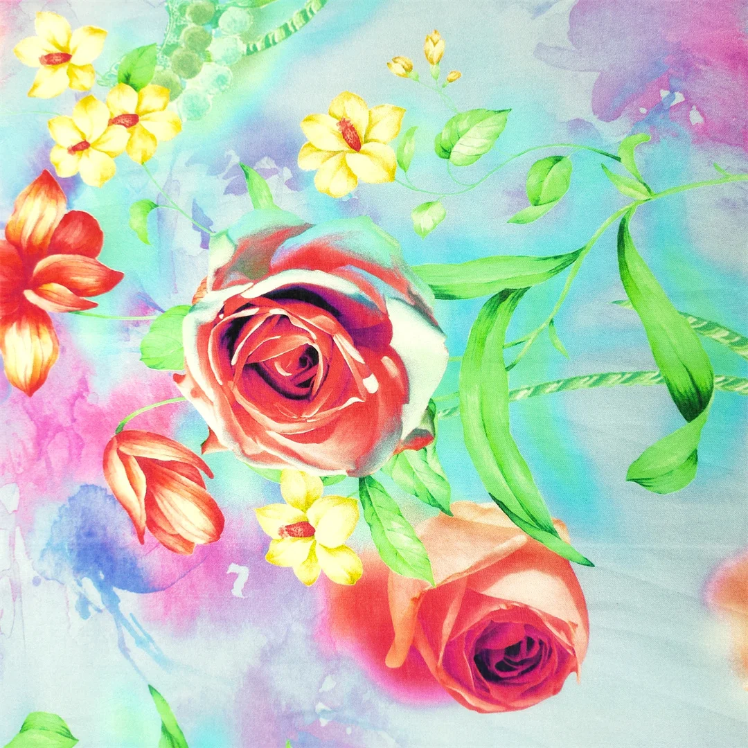 China Manufactory Organic  100% cotton voile fabric  digital printed dress fabric