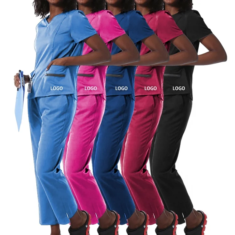 High Quality Fashion Scrubs Wholesale Woman Scrub Nurse Uniforms Set 2 Pieces
