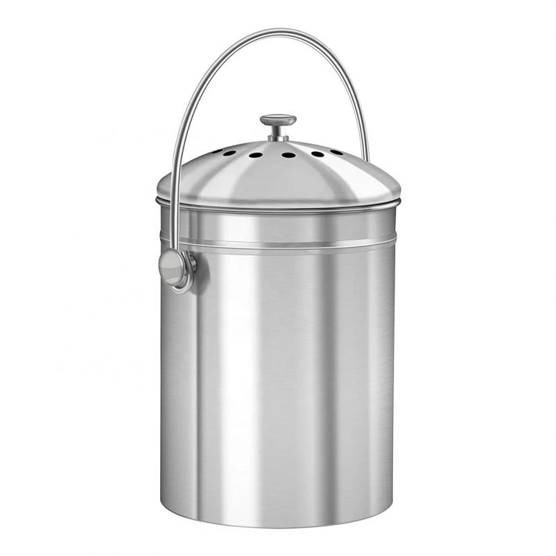 Factery Price Indoor Countertop 1.3 Gallon Stainless Steel Kitchen Compost Bin With Charcoal Filter