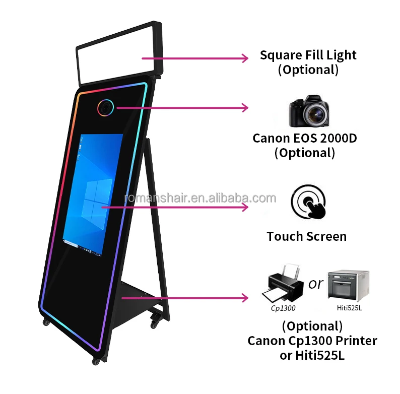 Portable Led Frame Digital Selfie Photo Booth Magic Mirror 70 65Magic Mirror Photo Booth with Printer