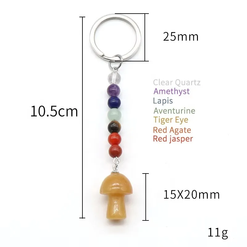 Wholesale Key Shaped Crystal Key Chain Natural 7 Chakra Bead Healing Stone Crystal Keychain