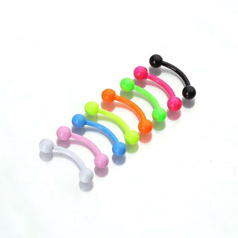 Fj Neon Color Paint Spherical Eyebrow Ring Eyebrow Ring Stainless Steel Body Piercing Jewelry