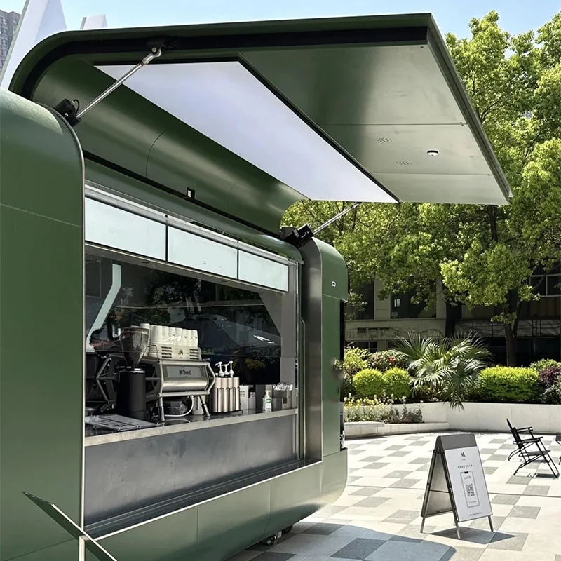 New Design Popular Flying Wing Food Truck Fully Equipped Mobile Prefab Cafe Coffee Shop Restaurant Food Trailer