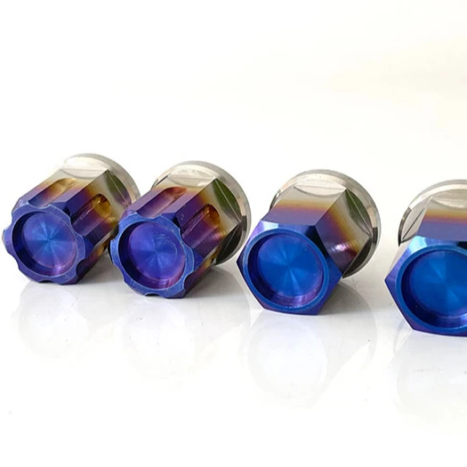 CUstomized titanium CNC Machined titanium lug nuts m14x1.5 m12x1.25 lug nuts titanium
